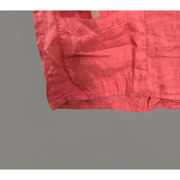 Match Point Boxy Crop Linen Top Coral Minimalist Quiet Luxury Women’s Small - Picture 3 of 8